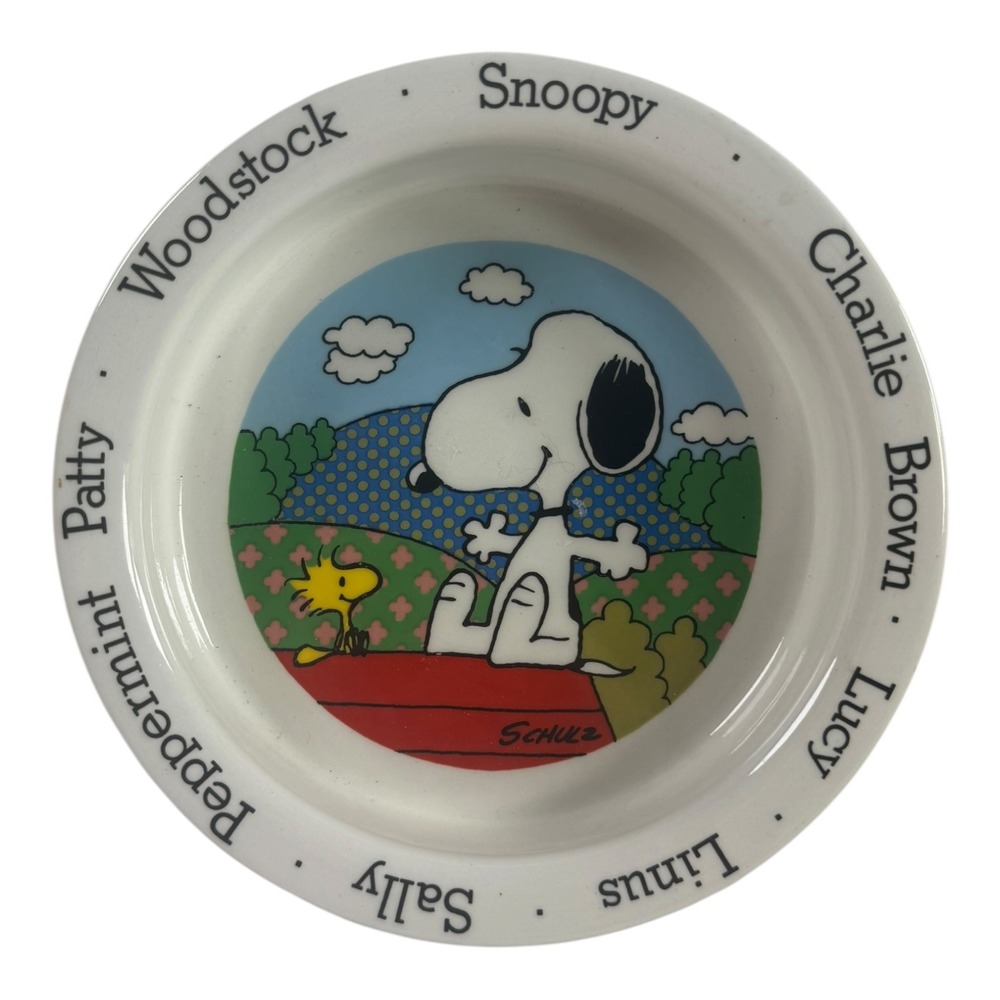 Johnson Bros Peanuts Snoopy Woodstock Ceramic Bowl Made in England Vintage White